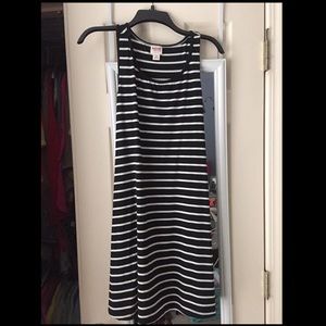 White and Black Stripped T-Shirt Tank Dress