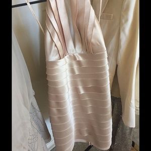 BCBG Champagne Tiered Halter Dress