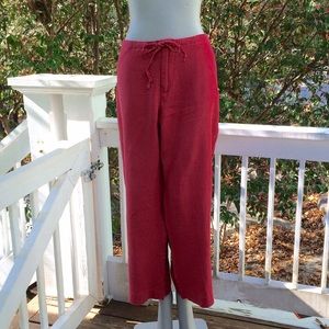 Rustic red linen cropped pants size 10