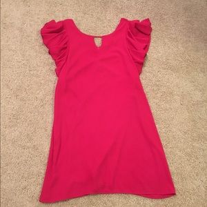 Pink Ruffle Shift Dress