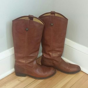Frye Melissa Button Extended Calf Cognac Boots