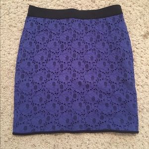 Silence + Noise blue black lace mini skirt