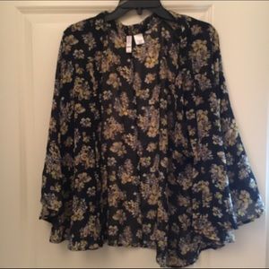 Floral open front cardigan