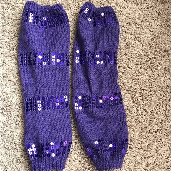 Purple sequin leg warmers
