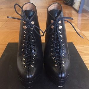 Ann Taylor Axia Lace-Up Leather Platform Booties