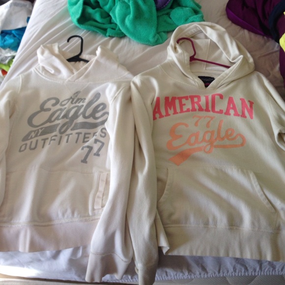 2 White and off white American Eagle Hoodies