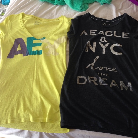 2 American Eagle ShirtsYellow and Black and silver