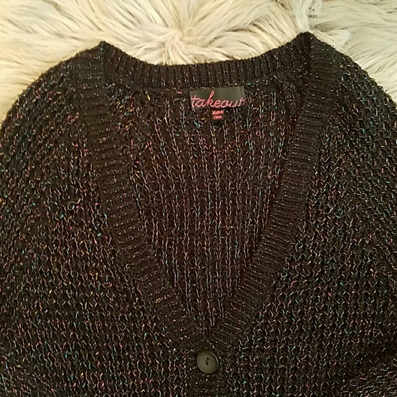 Takeout Black Cardigan with Metallic Sparkle SZ XS