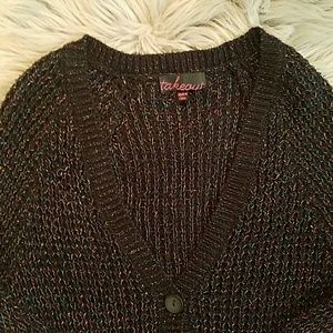 Takeout Black Cardigan with Metallic Sparkle SZ XS