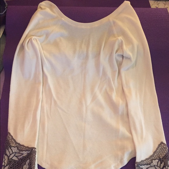 Free people white decorative sleeve shirt