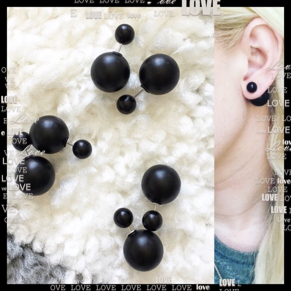 🌑Black Faux PearlDouble SidedEarrings