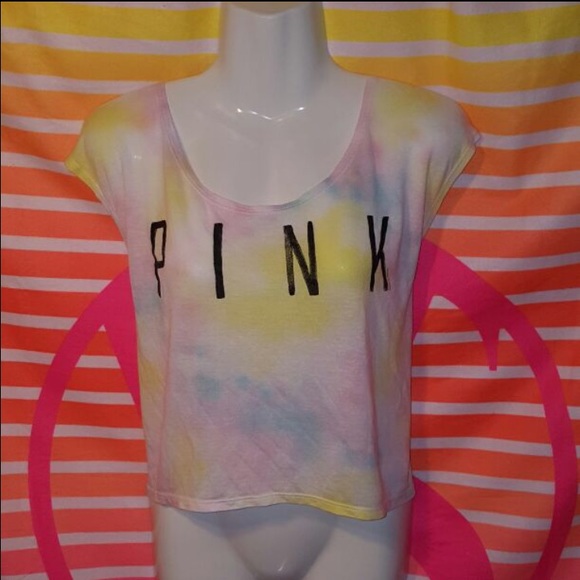 PINK tie die croptop