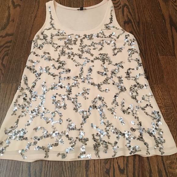 Express peach and silver sequin sleeveless top LIKE NEW