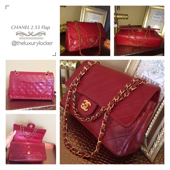 💯 AUTH CHANEL 2.55 CLASSIC FLAP MEDIUM 10" RED - Picture 2 of 4