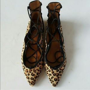 Zara calf hair lace up flats