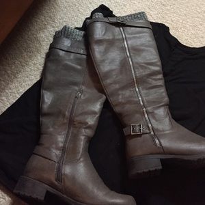 Brown wide calf just fab boots size 9w
