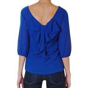 Beautiful bow-back blouse in royal blue
