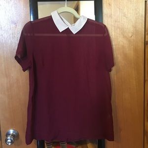 French connection Maroon collared top