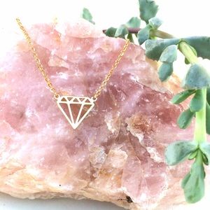 Gold Plated Diamond Gem Charm Necklace