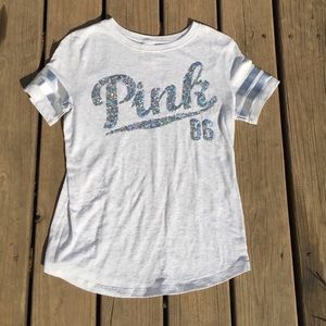 Gray Victoria's Secret PINK silver sequin tee