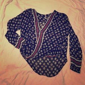 Free People Sheer High Low Wrap Top Size S