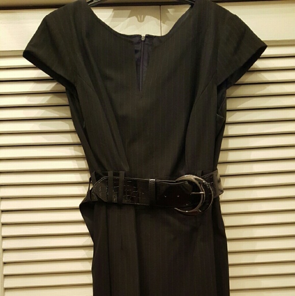 Black pinstripe Dress with Belt