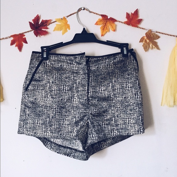 silver/black high waisted shorts