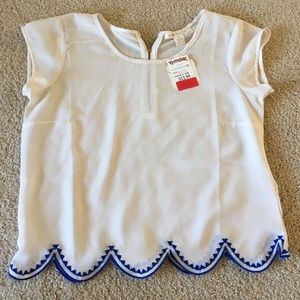 NWT cropped white and blue shirt