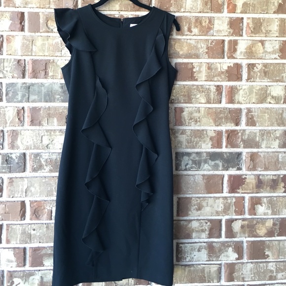 Calvin Klein Black Ruffle Sheath Dress