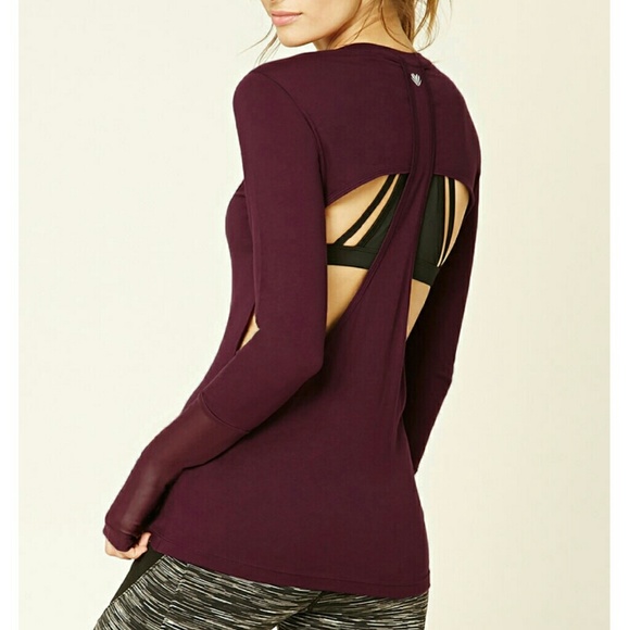 F21 Active Yoga Barre Open Back Mesh Shirt