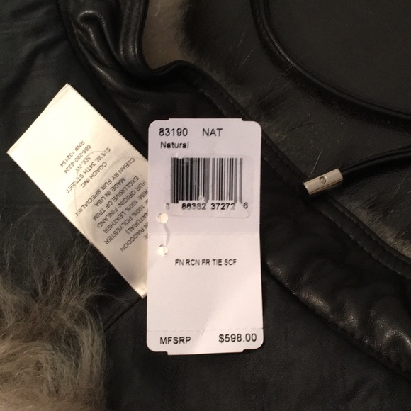 Coach Finn Raccoon Tie Fur Scarf NWT $598