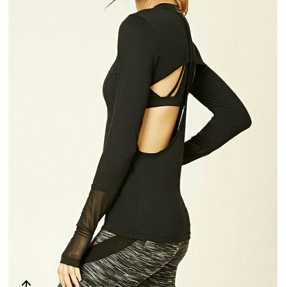 F21 Active Yoga Barre Open Back Mesh Shirt