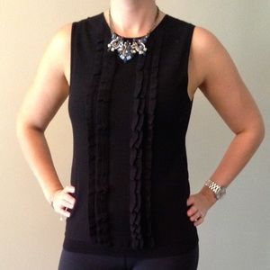 Loft sweater tank. Cute black ruffle