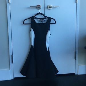 Nasty Gal neoprene colorblock flare dress S