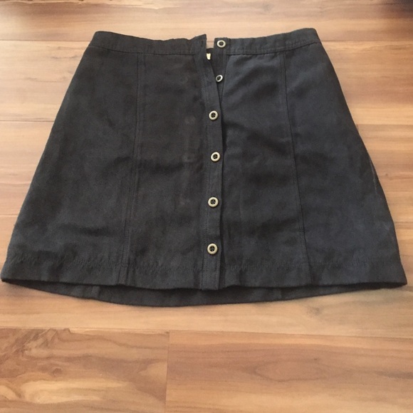 Suede button down skirt