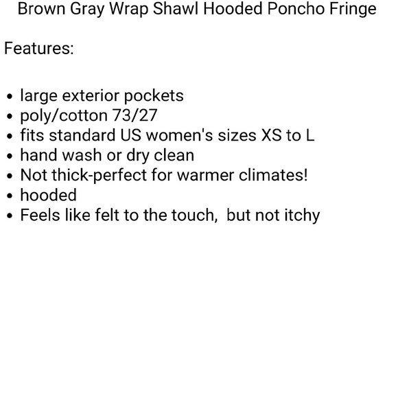 Brown stripe hooded Poncho wrap shawl fringe - Picture 3 of 4