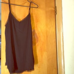 WhatToWear Black Lace Trim Satin Cami