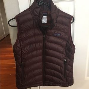 Patagonia burgundy wine colored down vest