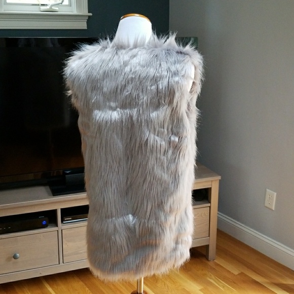 HP🎉Silver/Grey Faux Fur Vest - Picture 3 of 7