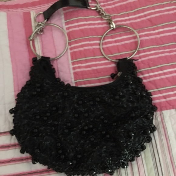 Black Beaded Formal Purse