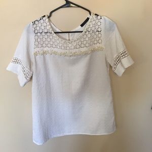 White beaded and textured blouse