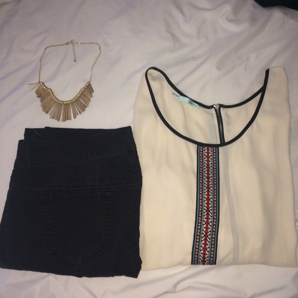 Sheer cream colored dress shirt.