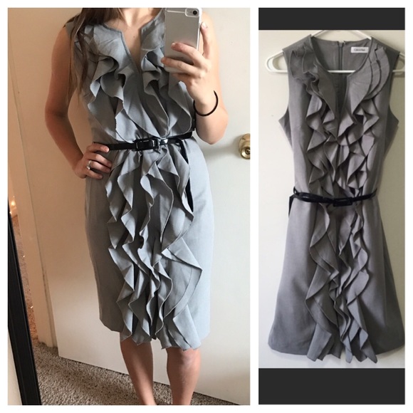 ‼️LAST CHANCE Calvin Klein gray ruffled dress