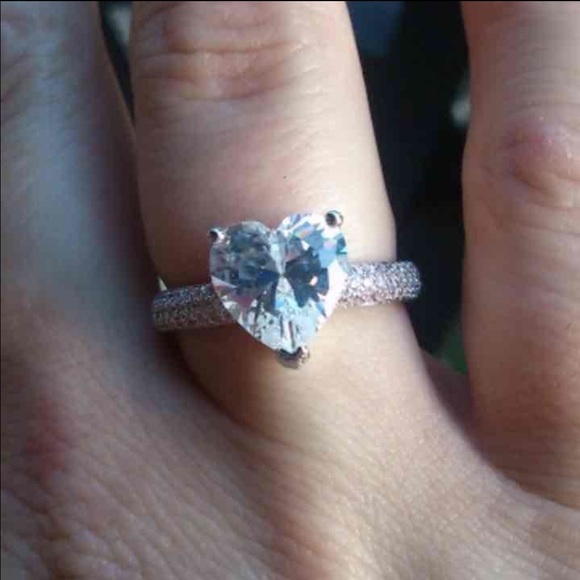 Heart 925 Sterling Silver Plated Engagement Ring
