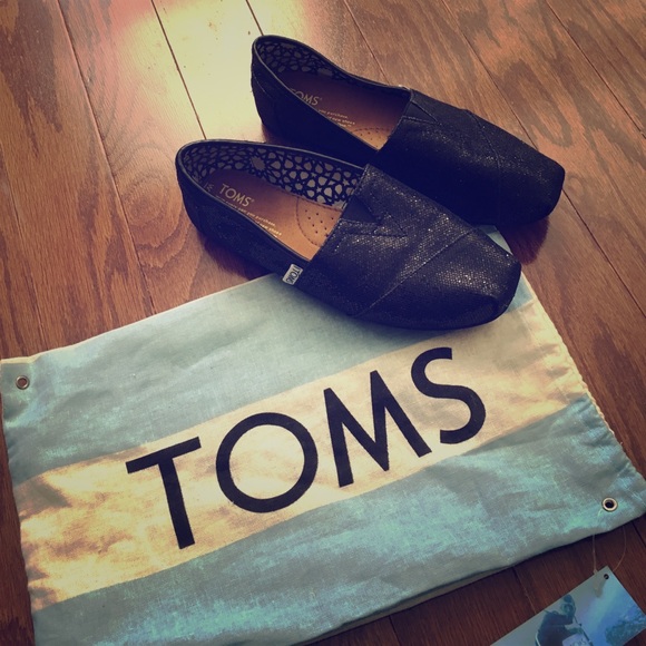Black sequin glitter Toms.