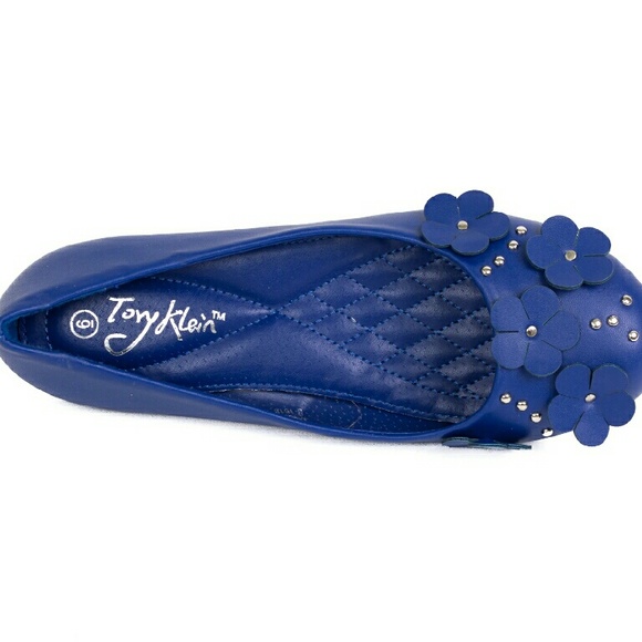 Tory K Women Flower Ballet Flats, b-1618, Blue - Picture 3 of 4