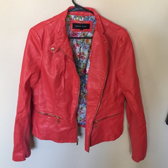 Coral Leather Riding Jacket