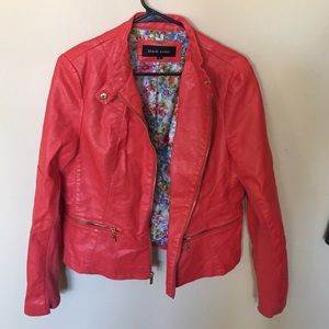 Coral Leather Riding Jacket
