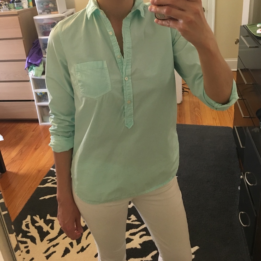 J Crew Mint Popover Shirt