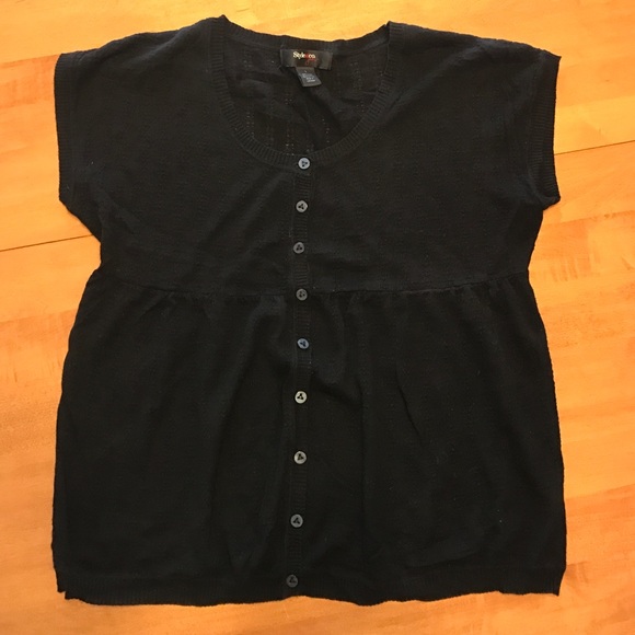 Black short sleeved cardigan--size L - Picture 1 of 2